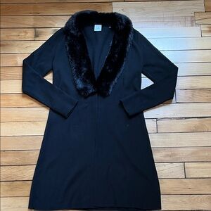 Long open Cabi sweater with Faux Fur Collar